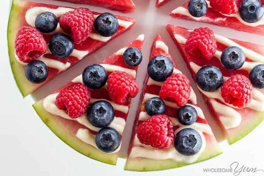 4th of july desserts fruit pizza - red white and blue recipes #desserts #4thofjuly #fourthofjuly #patrioticfood #recipes #food #cakes #cupcakes #americanflagdesserts #cookies #icecream #pies #fruitpizza #marshmallows #popcorn #donuts #sweets #treats #snacks