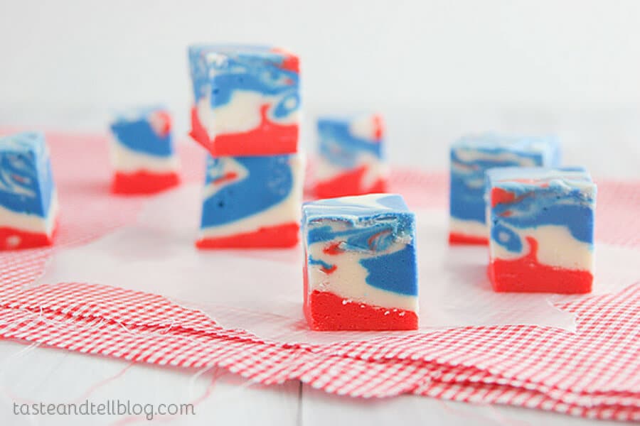 4th of july desserts fudge - red white and blue recipes #desserts #4thofjuly #fourthofjuly #patrioticfood #recipes #food #cakes #cupcakes #americanflagdesserts #cookies #icecream #pies #fruitpizza #marshmallows #popcorn #donuts #sweets #treats #snacks