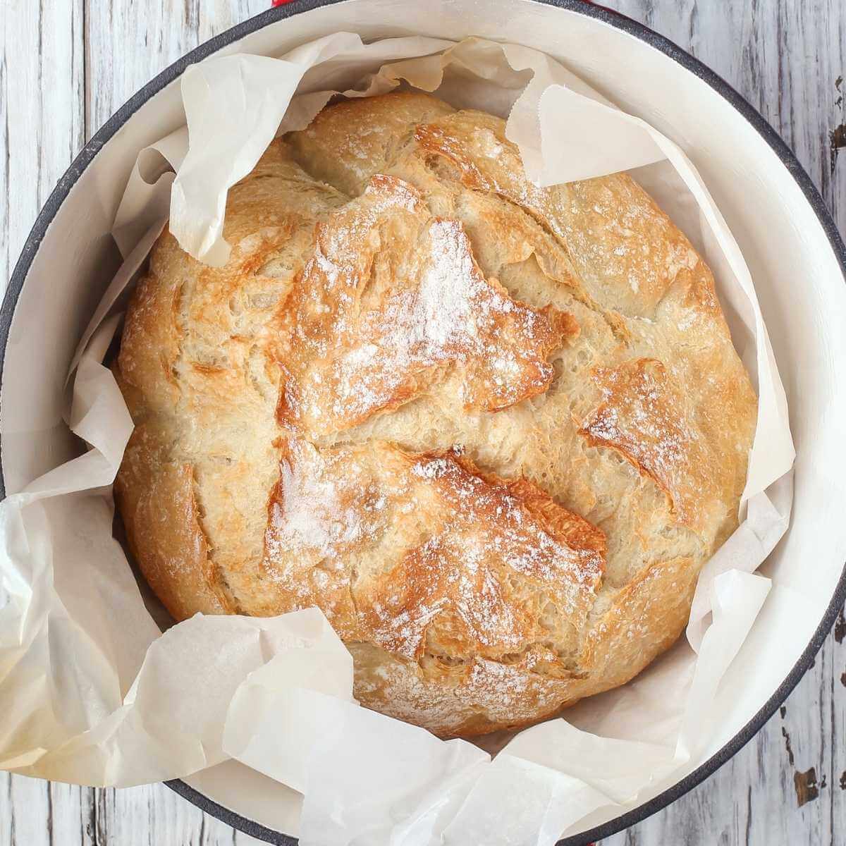 Crusty No Knead Dutch Oven Bread Recipe - Cooking LSL