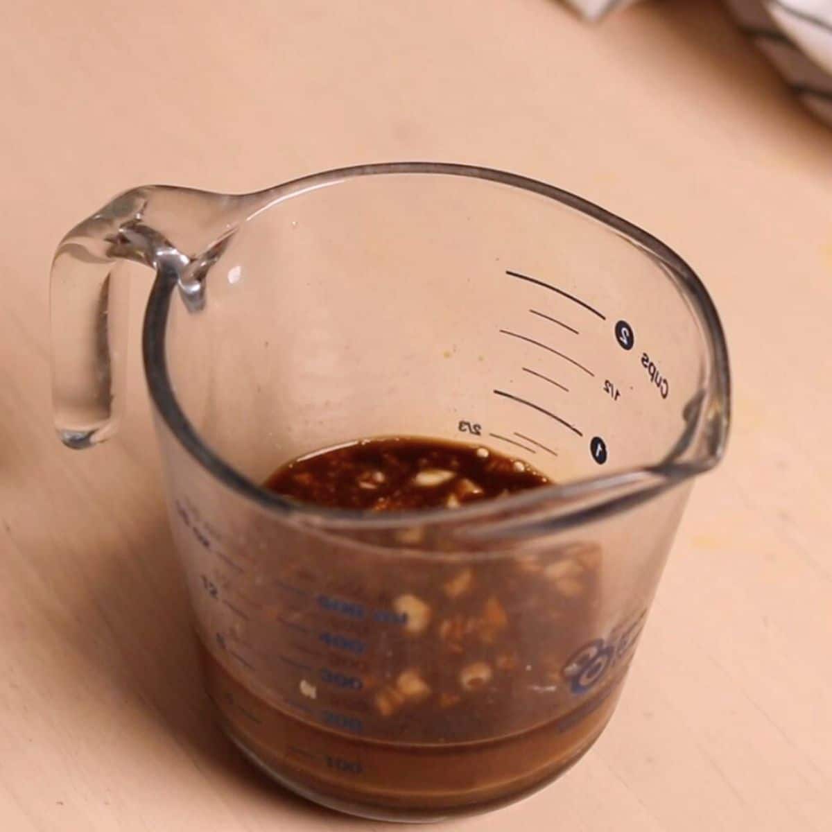 teriyaki chicken step 1, mix all the sauce ingredients in a measuring cup