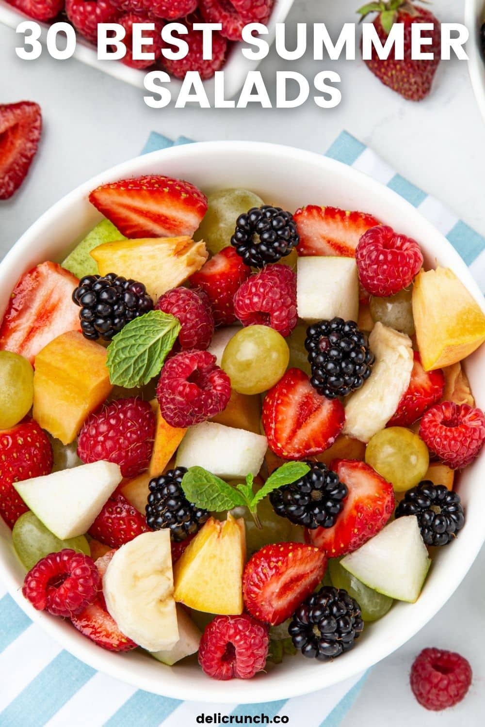 30 best summer salad recipes you can make this summer, easy to toss and contains in season ingredients. Either you like your summer salad with fruits like strawberries, peach, berries or protein like chicken, salmon or pasta you'll find it all here!