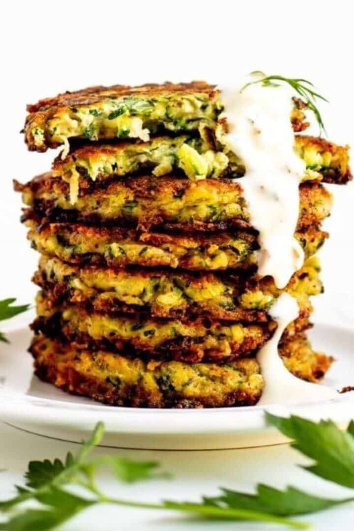 a stack of zucchini fritters