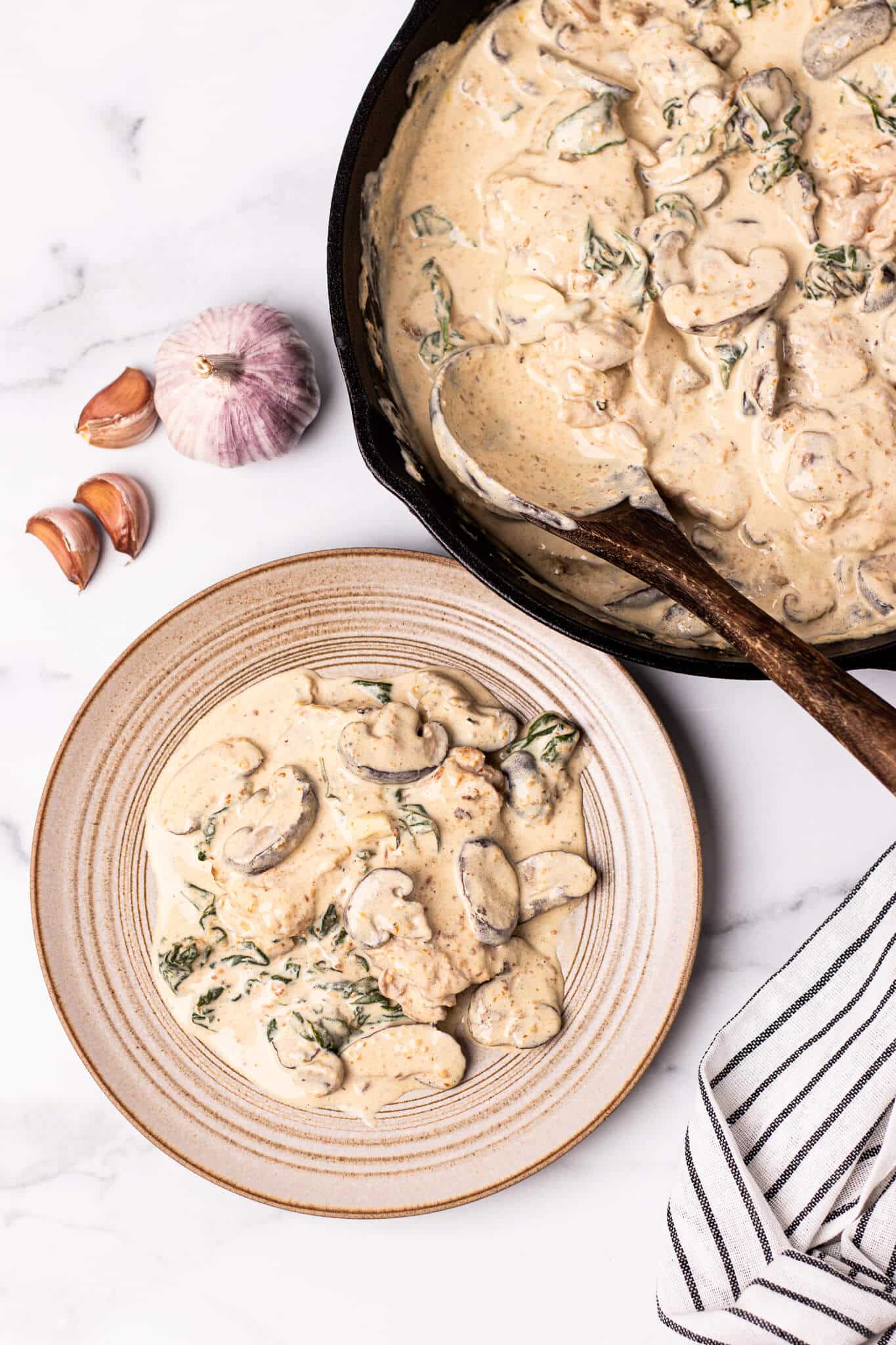 creamy chicken mushroom on plate