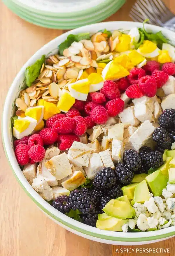 summer cobb salad by a full perspective