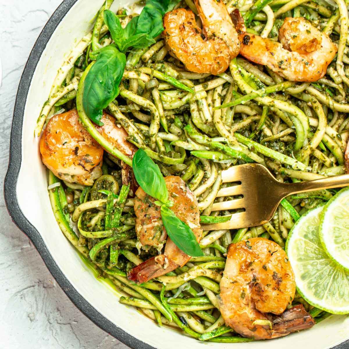 low carb zoodles with shrimp