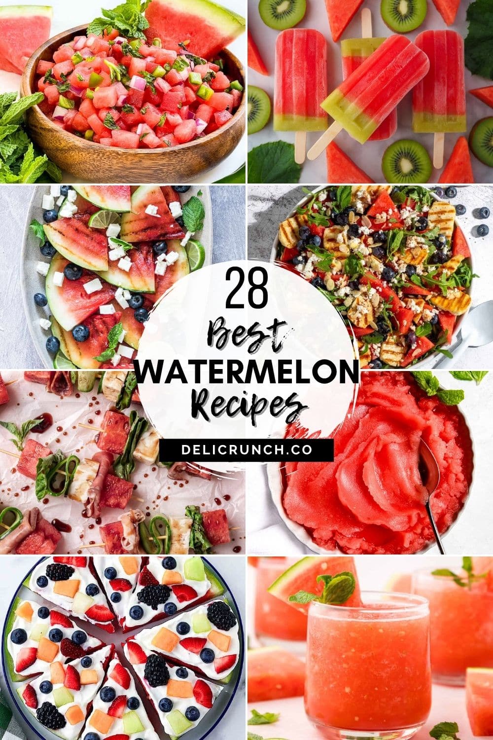 a pinterest image collage of watermelon recipes