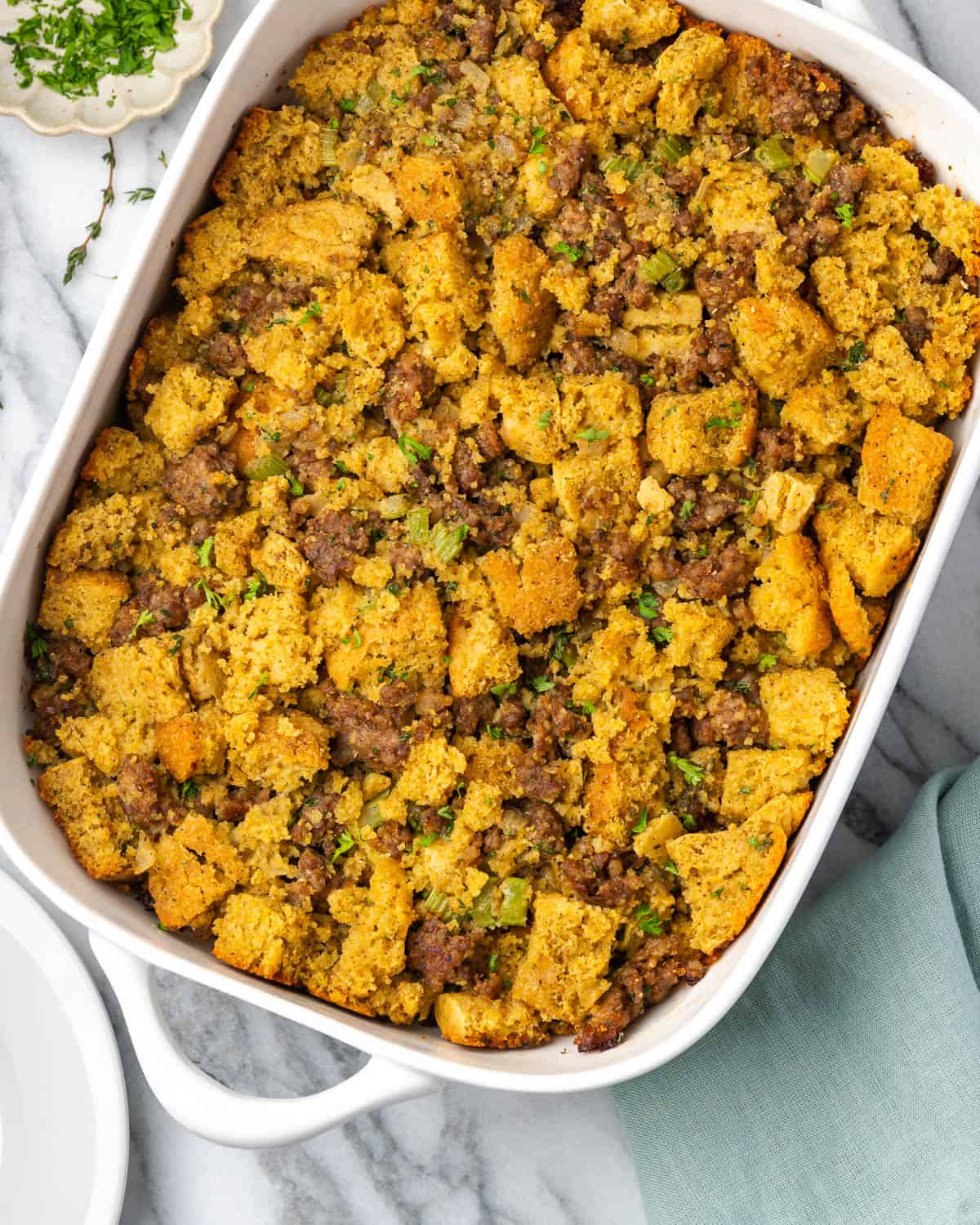 Gluten Free Cornbread Stuffing with Sausage