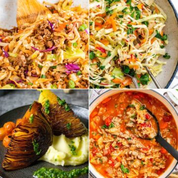 a collage of cabbage recipes