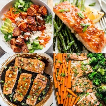 a collage of easy salmon recipes