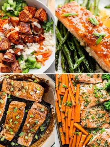 a collage of easy salmon recipes