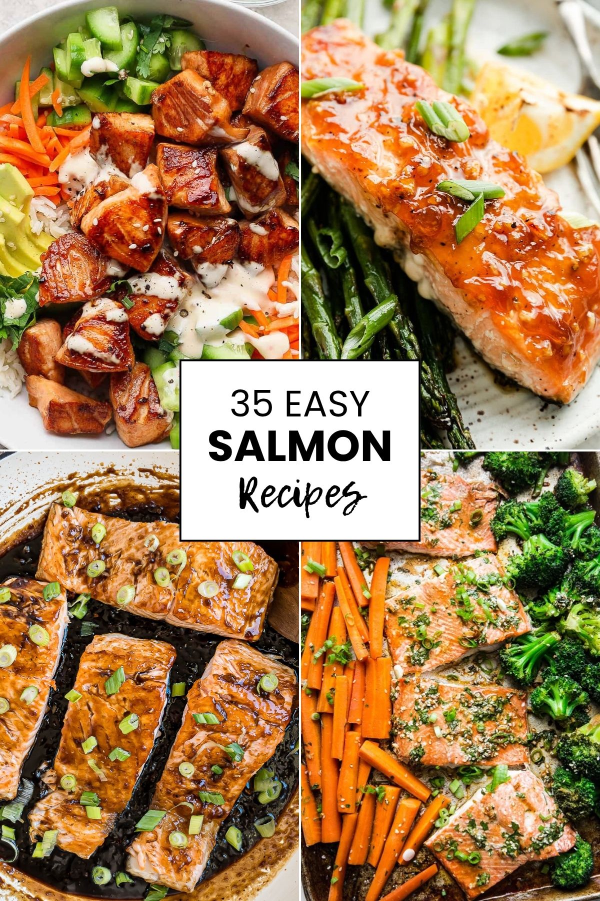 a collage of delicious salmon recipes