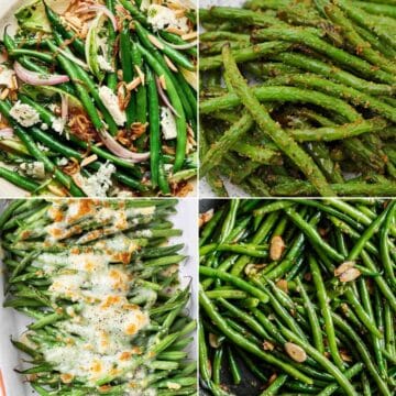a collage of green bean dishes