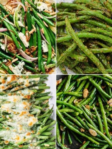 a collage of green bean dishes