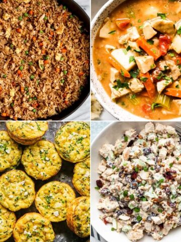 a collage of leftover turkey recipe ideas