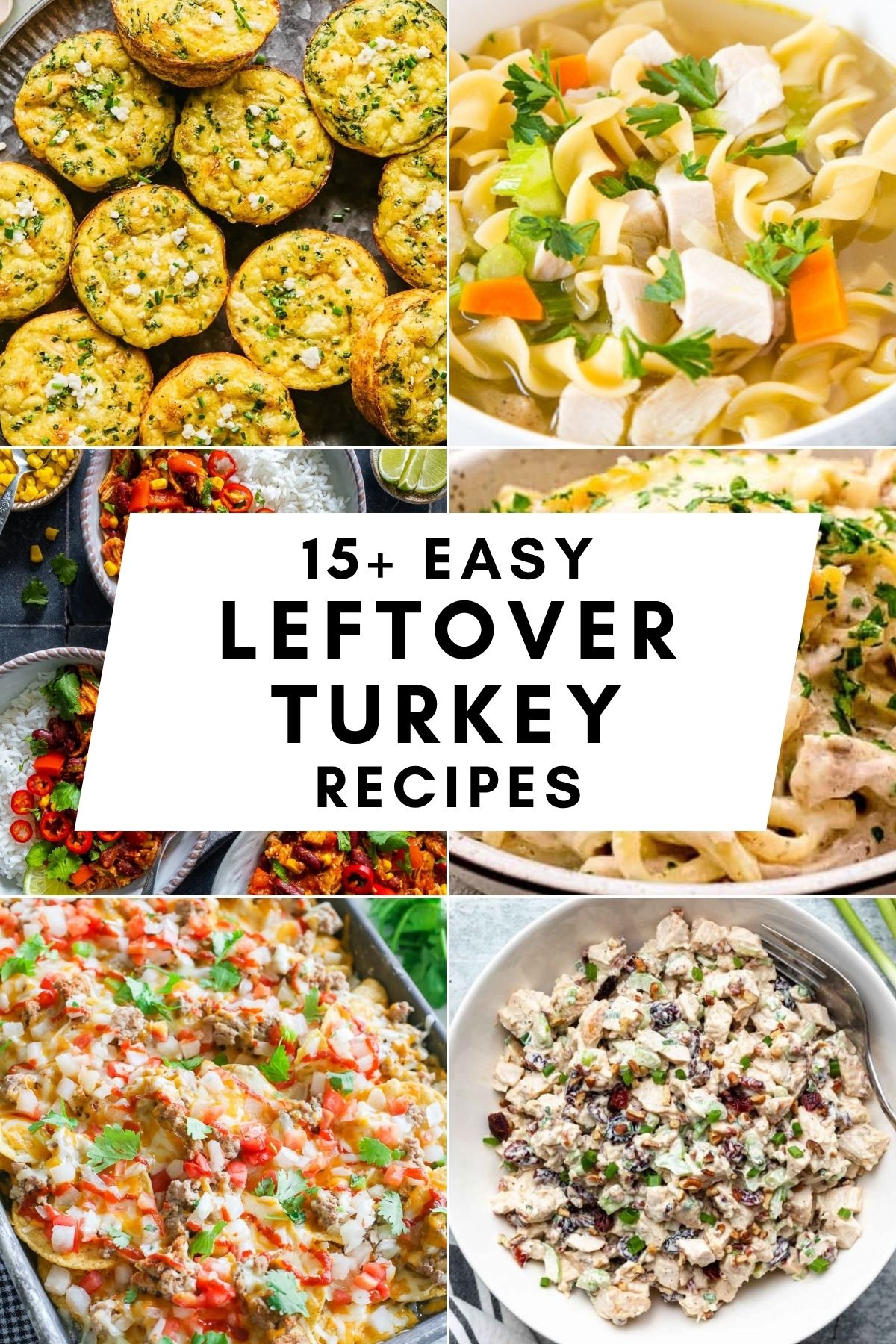 a collage of photos about diffrent ways to cook leftover turkey after thanksgiving