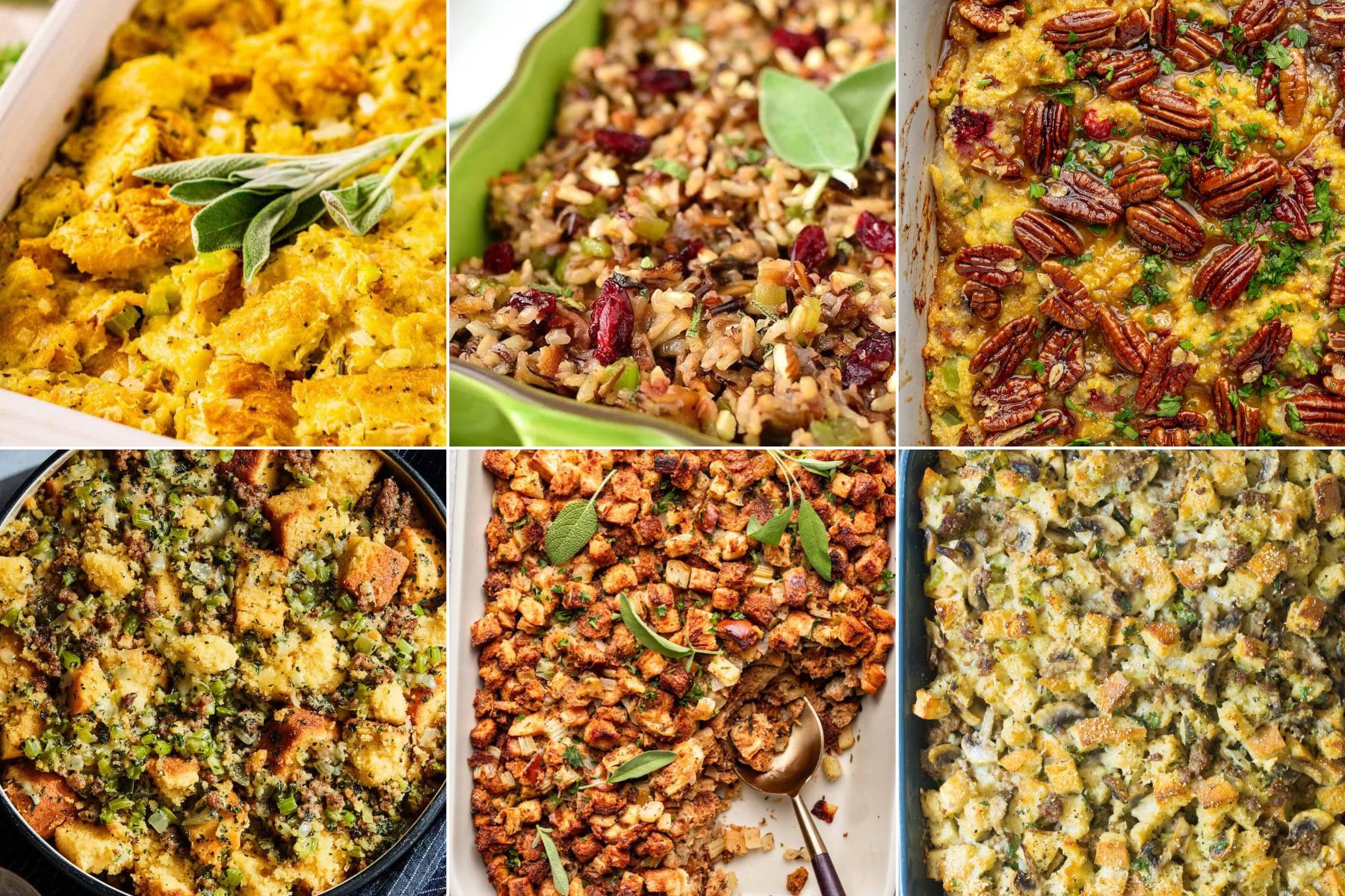 a collage of thanksgiving stuffing